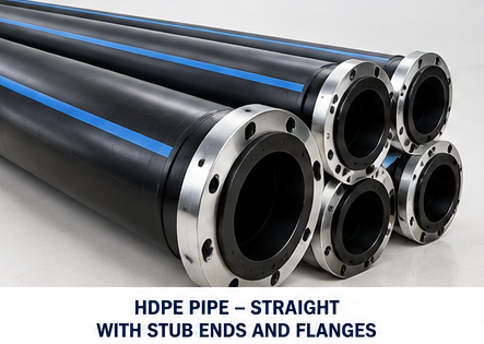 Wetpipe HDPE PE100 straight pipe with stub ends and steel backing flanges